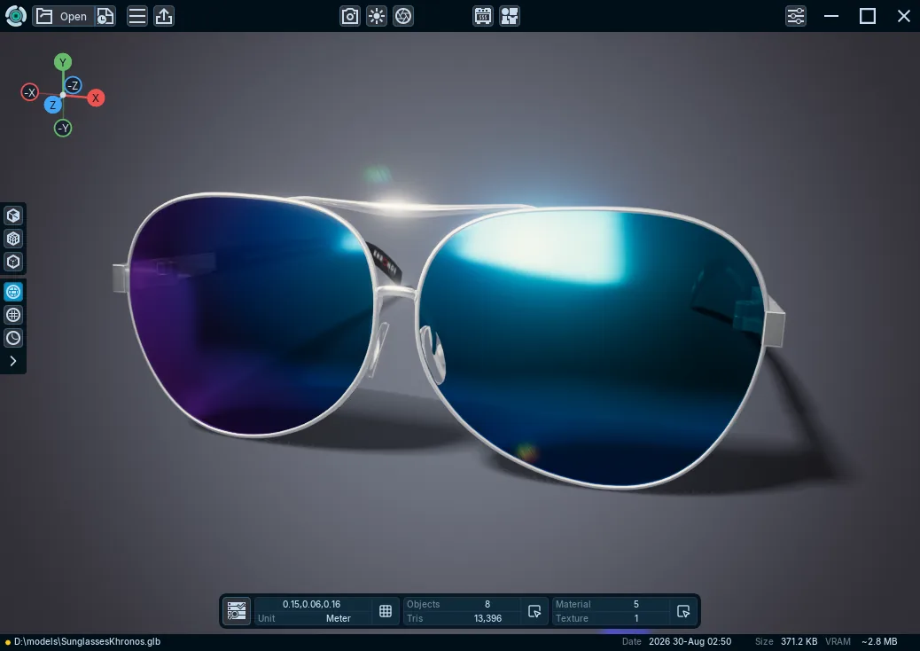 An iridescent material preview in Tridi